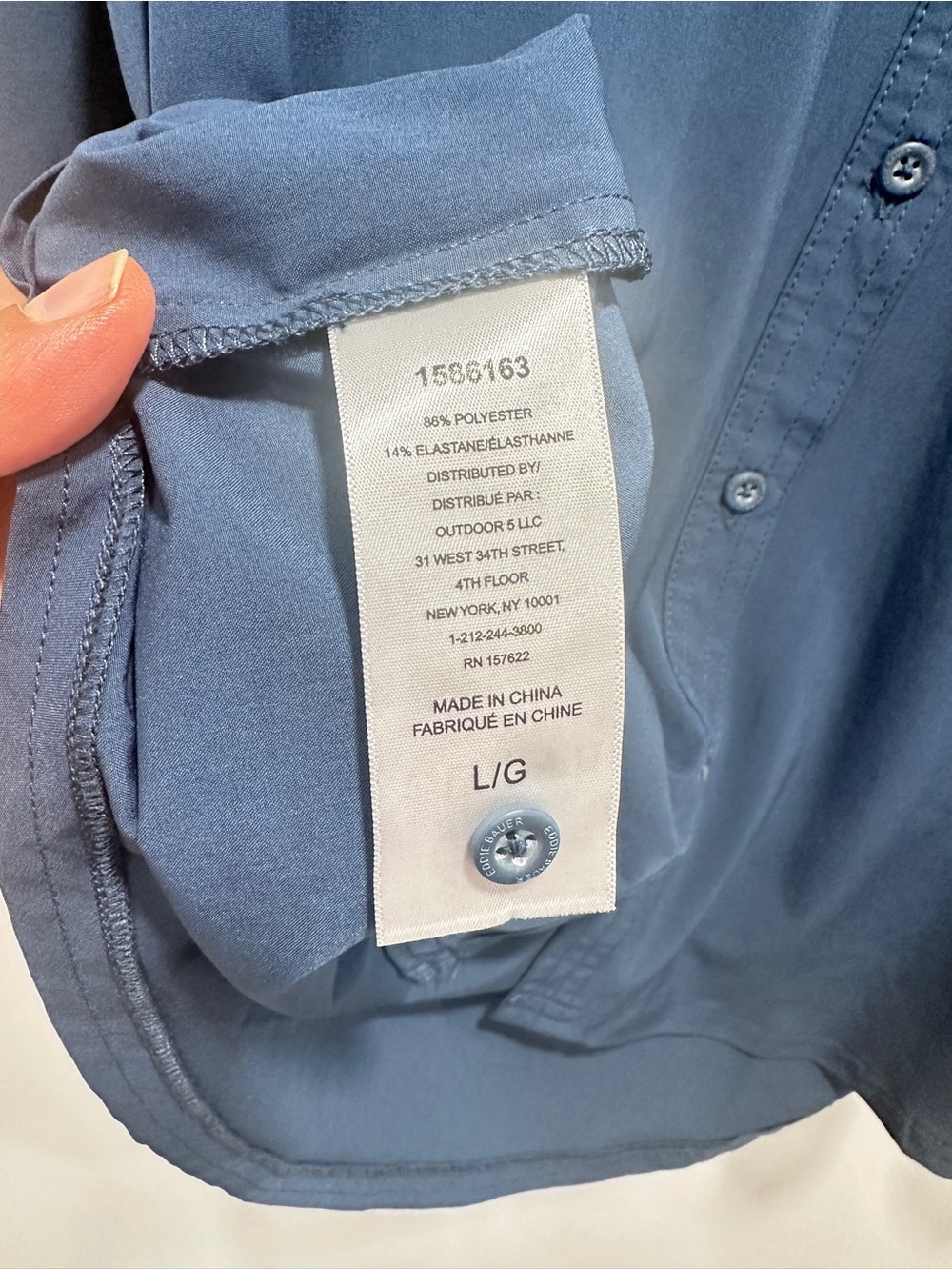 Eddie Bauer Classic Fit Blue Button-Down Shirt Size L - Picture 6 of 9